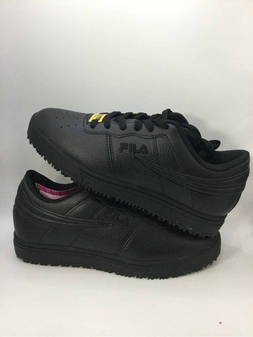 Fila women black work Sneakers with Yellow Lace Accent
